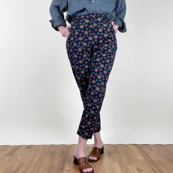 Rare Vintage ESPRIT Floral Print Pants Trousers Denim Jean Funky Rainbow 80s 90s - Picture 4 of 8